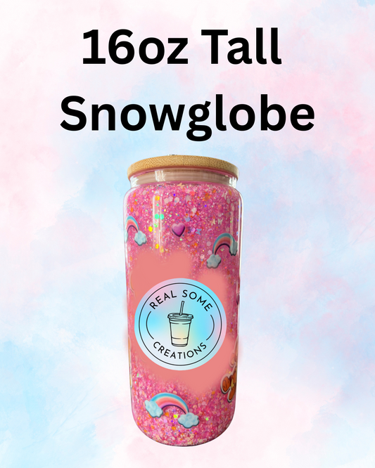 16oz Tall Glass Custom Snow Globe (Made on Tiktok Live)